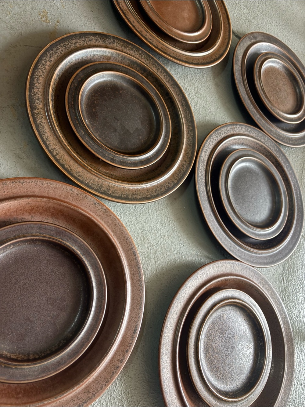 Arabia of Finland RUSKA  Plates 10 1/8" & 6 1/2 inch Brown Ulla Procope sets of6